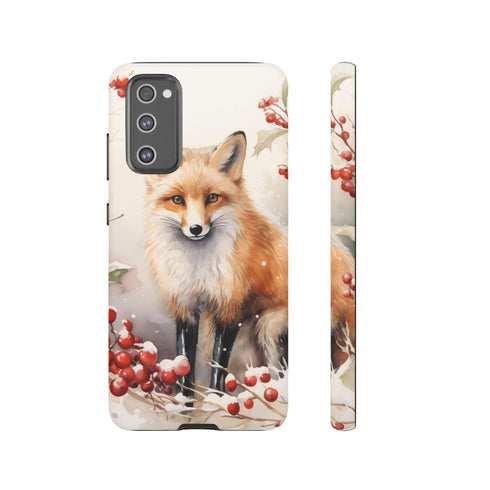 Christmas Fox in a Wreath of Red Berries - Impact Resistant Phone Case Samsung Galaxy S20 FE Matte